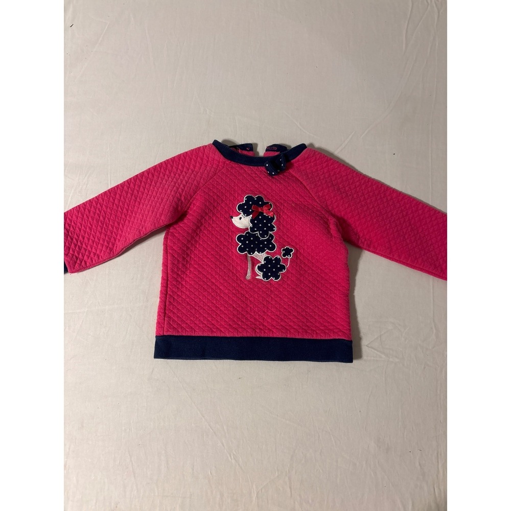Little Me Poodle Quilted Sweatshirt Toddler Girl 2T Pink Excellent Applique